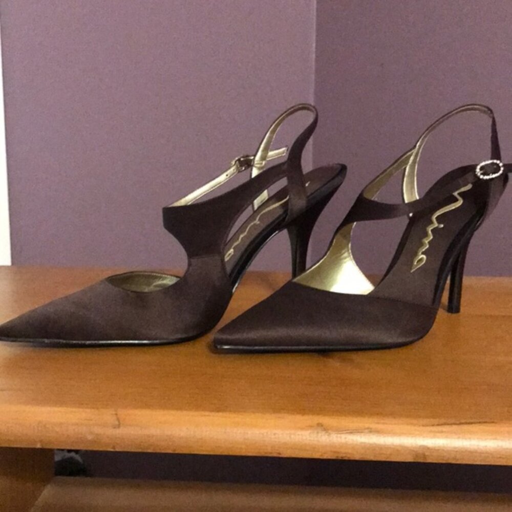 Brown Satin Heels